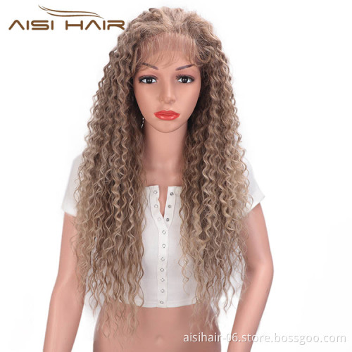 Aisi Hair 13x6 Long Wavy Brown Wig Afro Kinky Curly Lace Frontal Wig Deep Wave Fluffy Front Lace Hair Wigs For Black Women